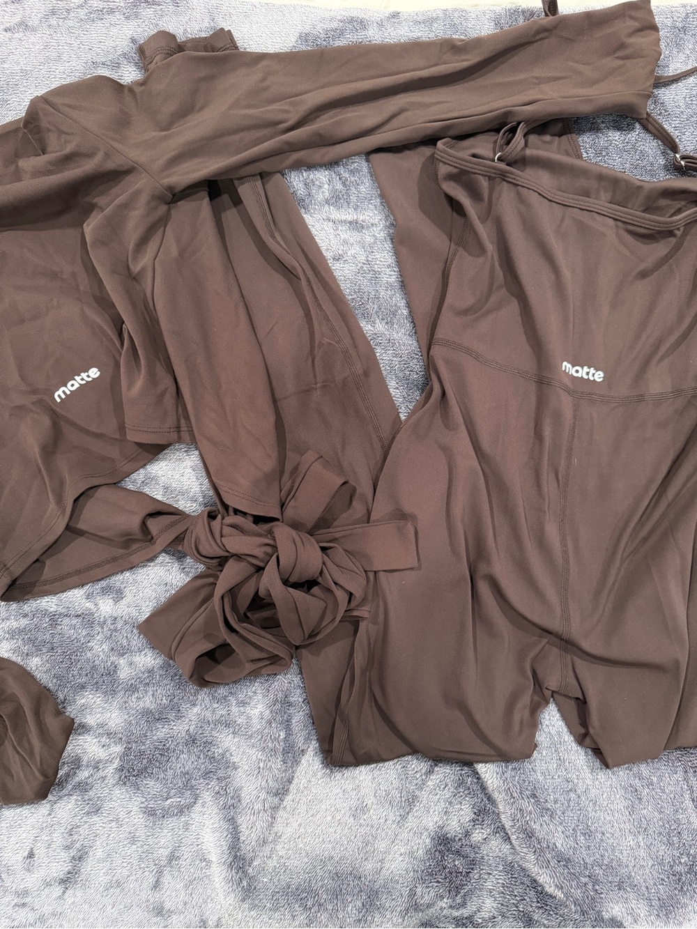 Matte Brown High-Waist Leggings & Matching Crop Top Set by Matte